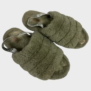 UGG Womens Fluff Yeah Slide Slippers Size 8 Green